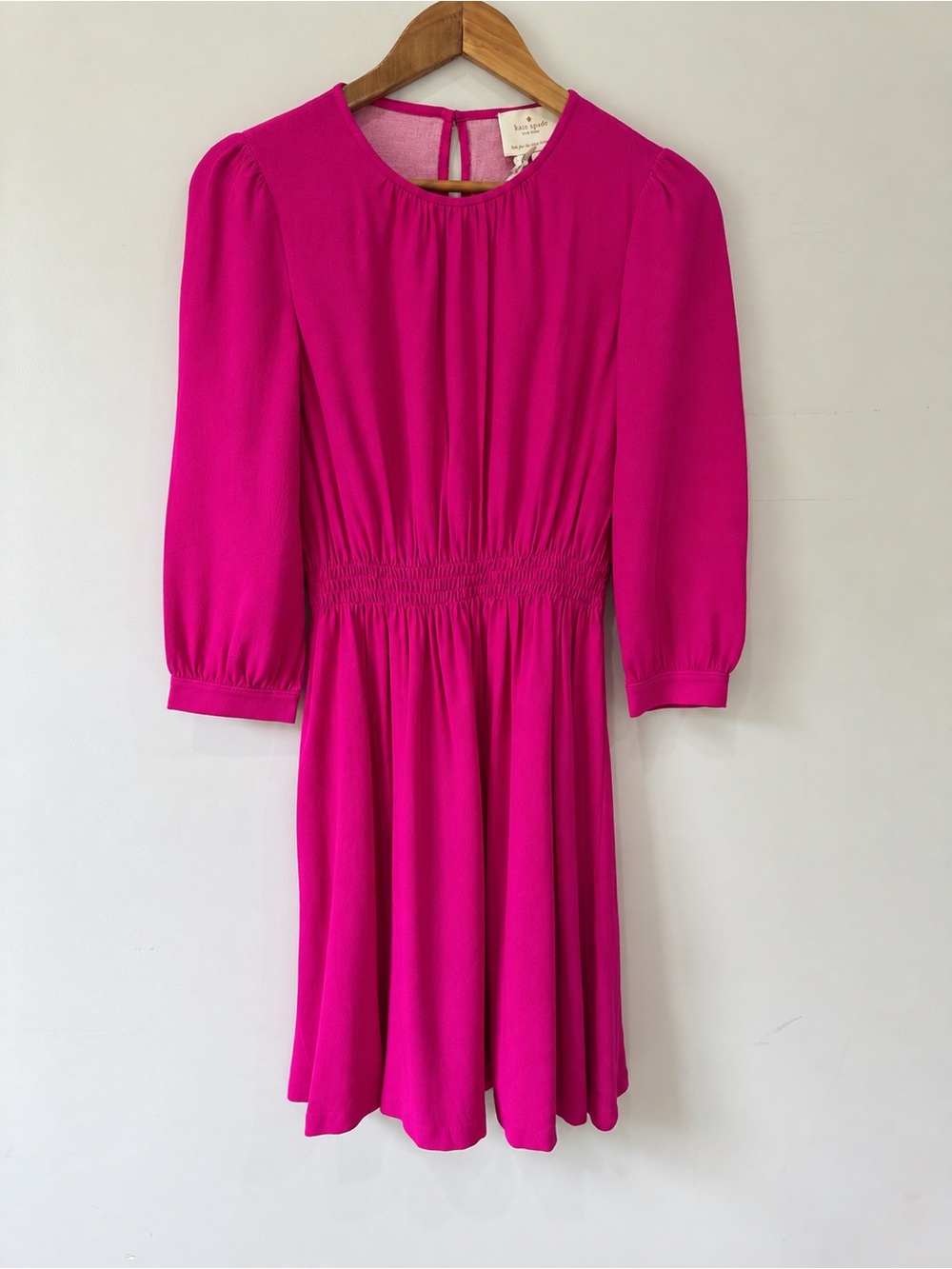 kate spade Hot Pink Puff-Sleeve Mini Dress
